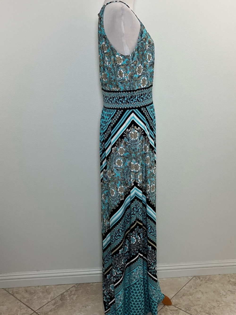 Turquoise Halter Maxi Dress - Picture 4 of 15